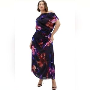 NWT City Chic Dark Violet Vivid Print Maxi Dress Size S/16